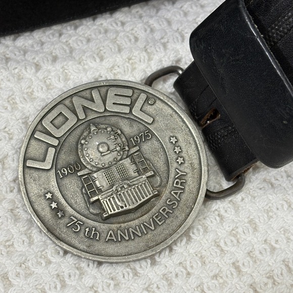 Vintage Lionel Trains 75th Anniversary Belt Black  46 Leather Buckle‎ - Picture 6 of 10
